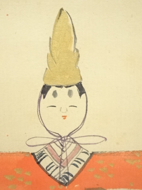 まる　お雛絵　大徳寺大道画賛　桃花萬家宴　共箱 道具 ] - 道具 大徳寺細合喝堂筆 「桃花笑春風」画賛 肉筆紙本掛軸（共